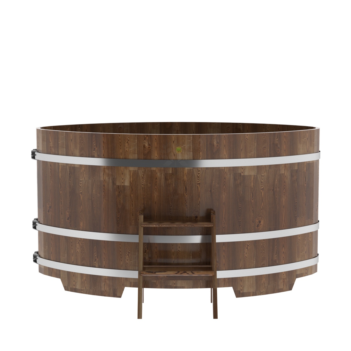 1547 Купель овальная из сращенных ламелей лиственницы 1,15х1,83х1,0 морёная Alyarus  - Вид №3