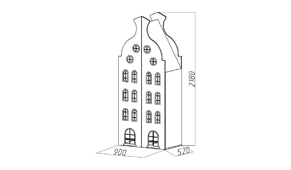Шкаф-домик детский двухдверный "Амстердам-2" МАНДАРИН АМСТЕРДАМ 179526 Розовый Santreyd  - Вид №4