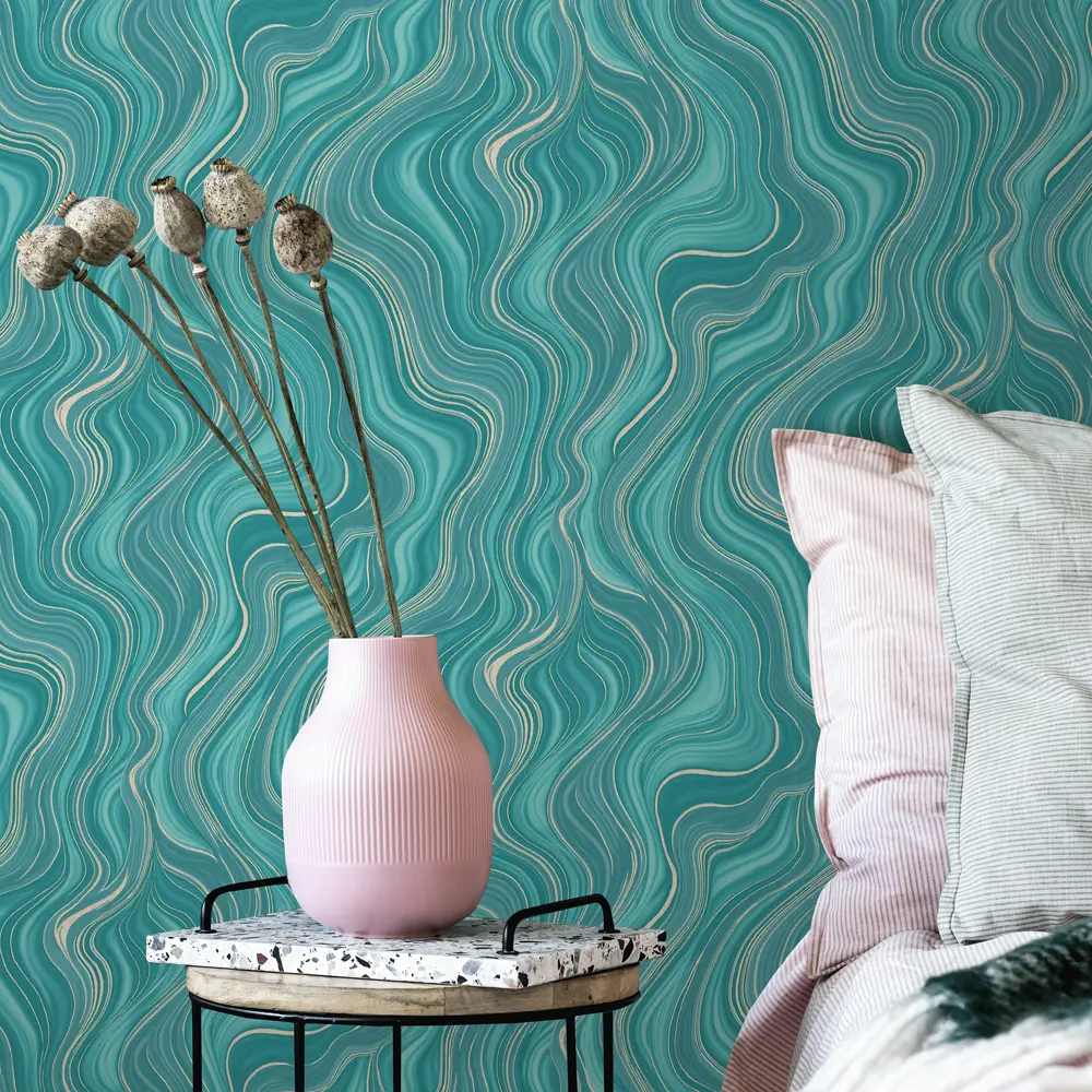 Обои флизелиновые Euro Decor Kawa зеленые 1.06 м ED7199-04 86750039 STLM-2105908 - Вид №2