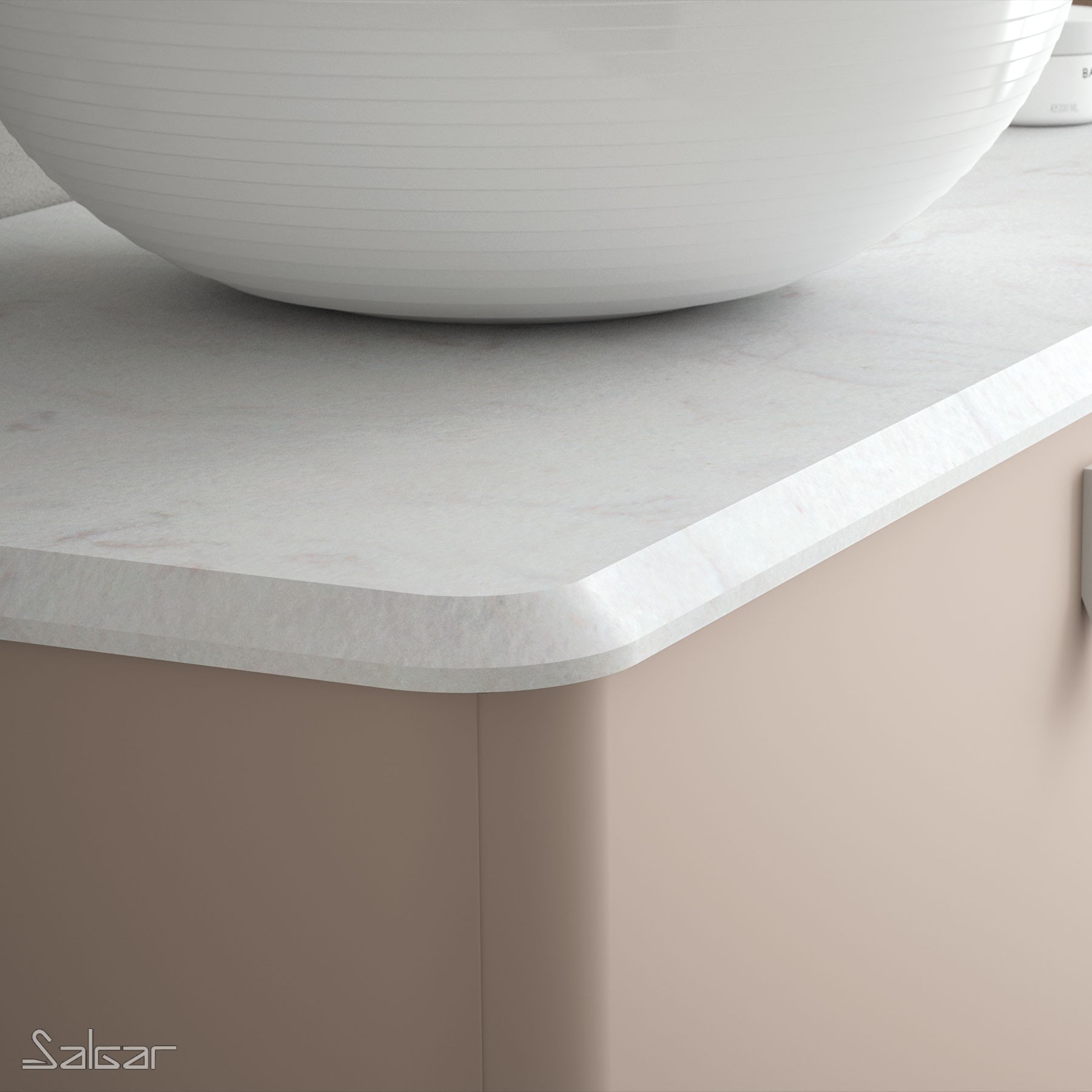 85170 SALGAR Столешница UNIIQ 900 левая POLAR GREY для верхней раковины 910 x 22 x 460 мм  - Вид №1