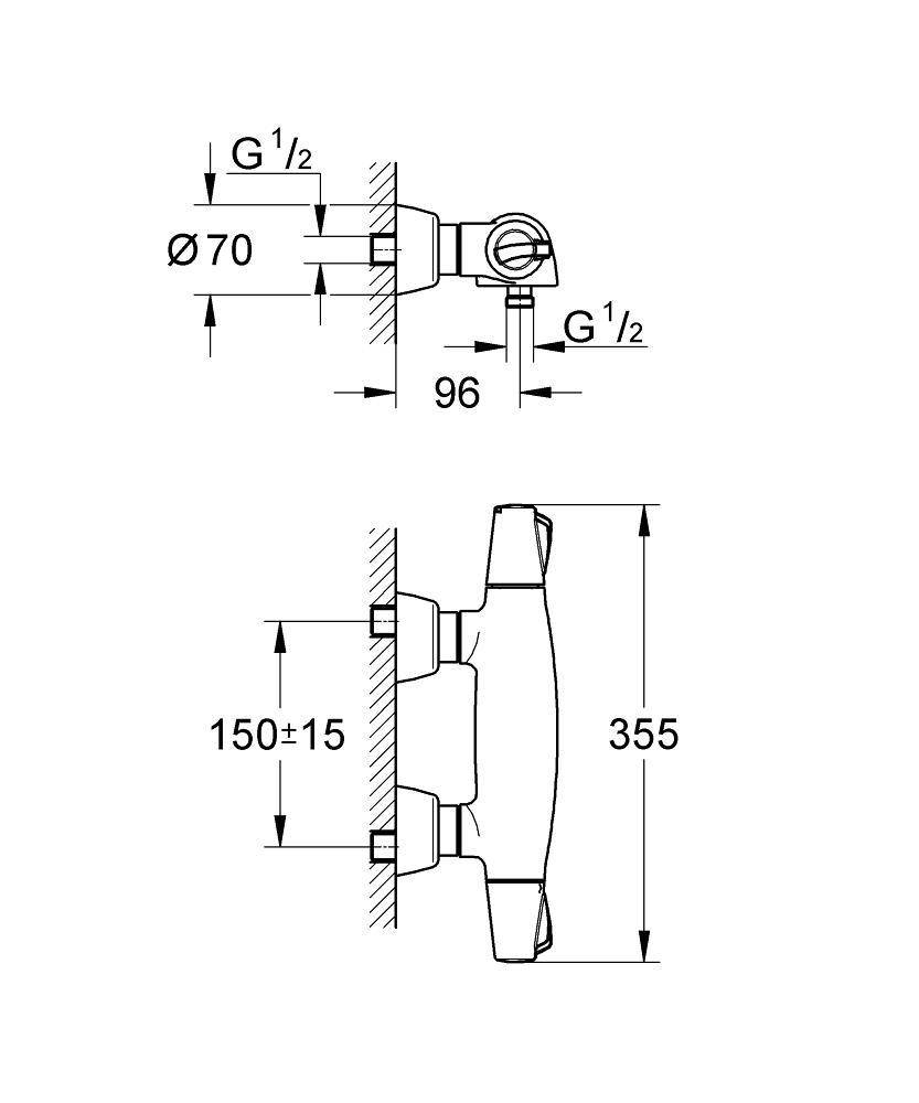 34071000 Термостатический смеситель для душа Grohe хром  - Вид №1