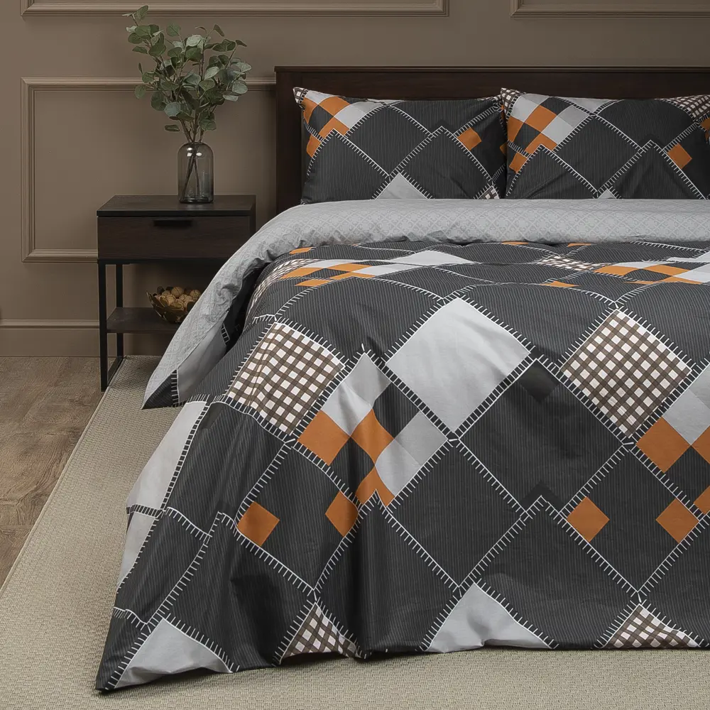 Комплект постельного белья Amore Mio Кварта евро сатин разноцветный STLM-2043330 - Вид №6