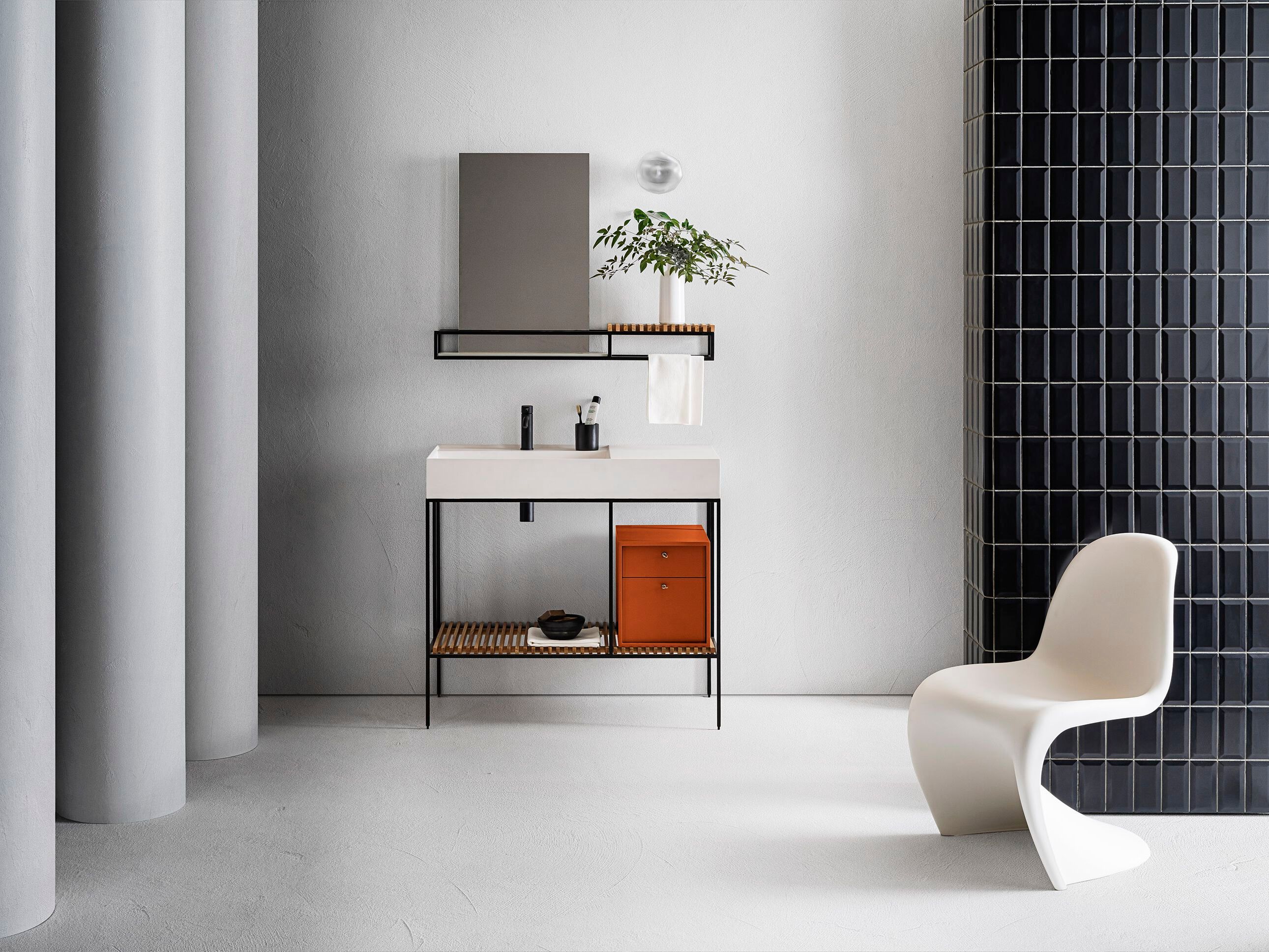 Состав ванной комнаты с зеркалом и держателем для полотенец Pirovano Element ARCH-00002157 - Вид №1