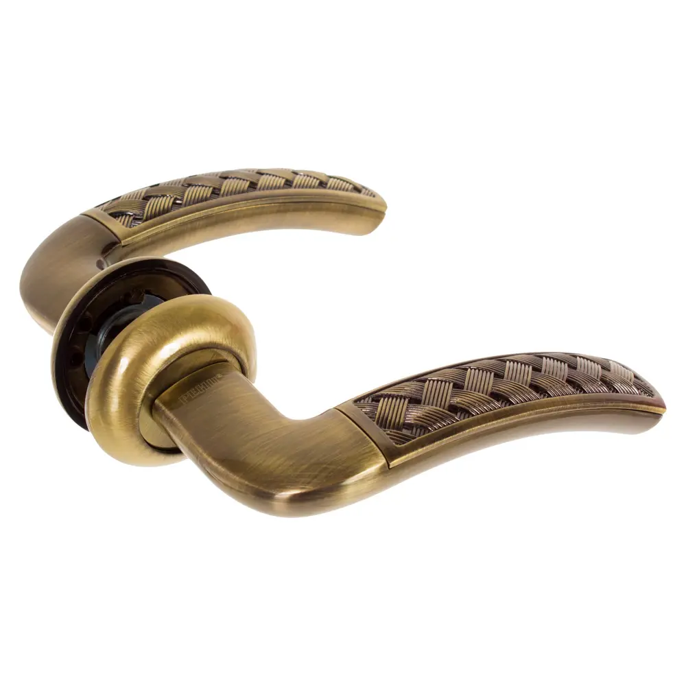 Ручки дверные на розетке Renz DH (N) 39-08, ЦАМ ,цвет античная бронза STLM-2209892 - Вид №1