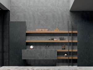 Высокий шкаф для ванной комнаты из керамогранита с шкафом