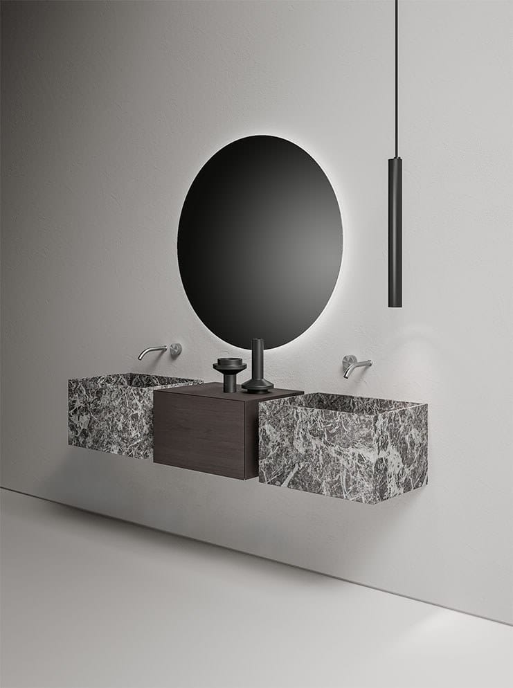 Jolie Grey мраморная подвесная одиночная раковина Falper Minimum ARCH-00139021