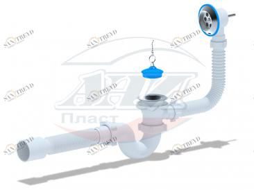 Сифон для ванны с выпуском и переливом 1 1/2 с г/т 40х50 Е155 АНИ Е 155 АНИ пласт 151748