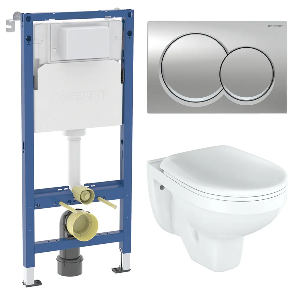 Комплект инсталляции Geberit Alpha с унитазом тип ободка закрытый Rosa Рио клавиша Geberit Alpha хром STLM-2108617