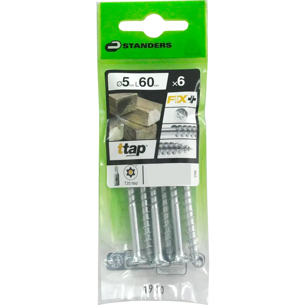 Саморезы для деревянного домостроения STANDERS T-TAP оцинкованные 5x60, 6 штук STLM-2181175 - Вид №2