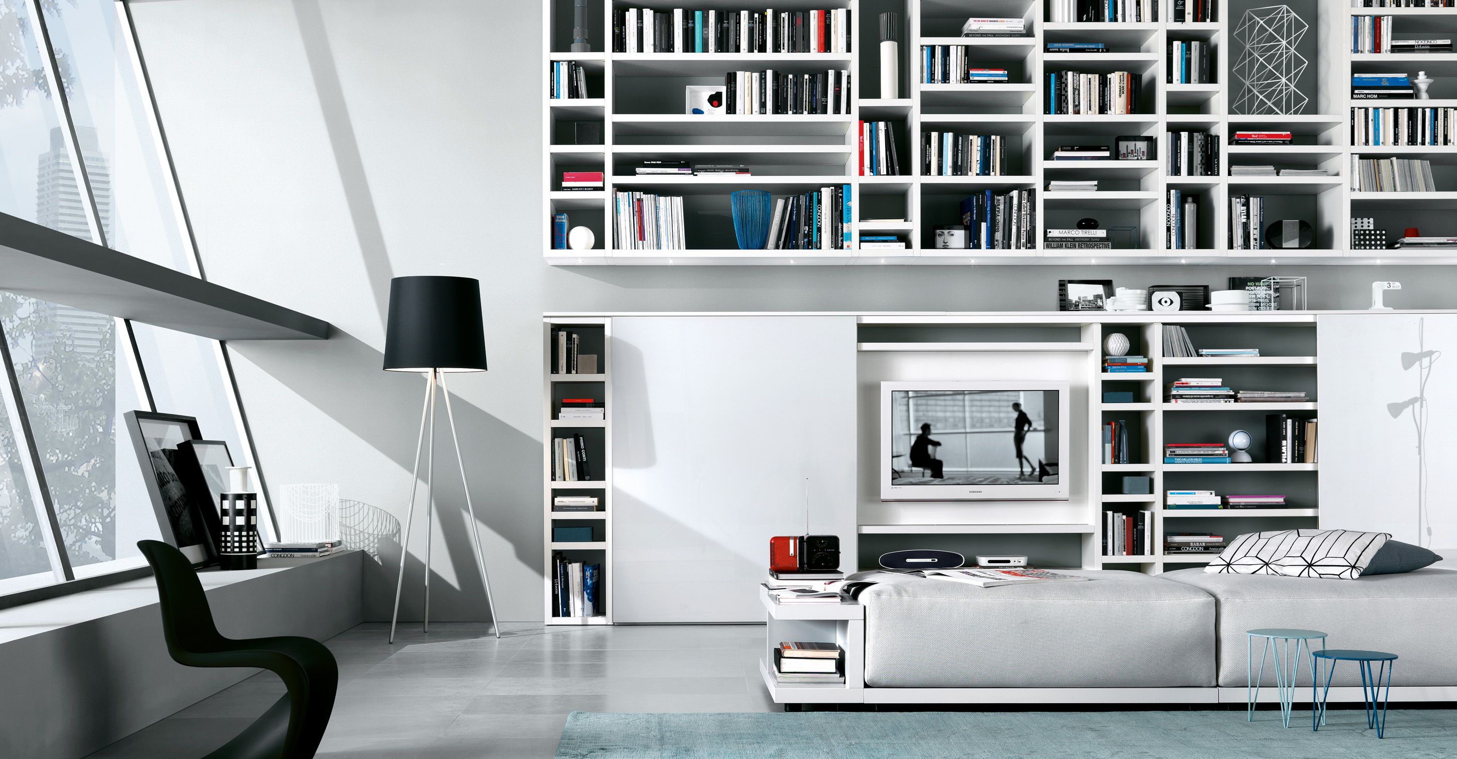 Напольная полка с лакированной стенкой с раздвижными дверями MisuraEmme CROSSING ARCH-00067515 - Вид №1