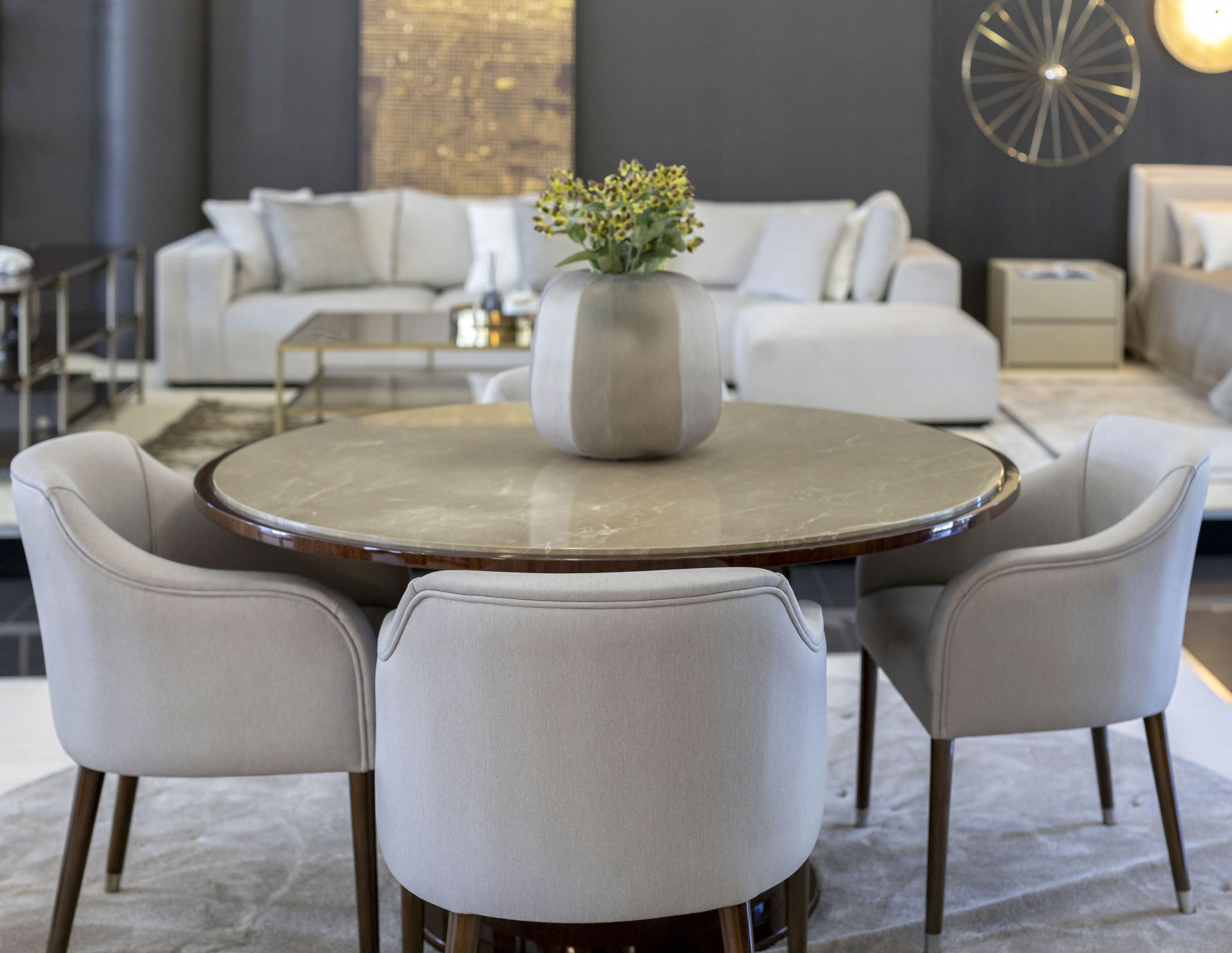 Круглый обеденный стол из эвкалипта и мрамора Stylish Club ARCH-00070671 - Вид №6