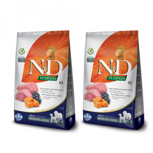 ПР0050180*2 Корм для собак N&D Pumpkin Line для средних и крупных пород ягненок с черникой сух. 2,5кг (упаковка - 2 шт) Farmina