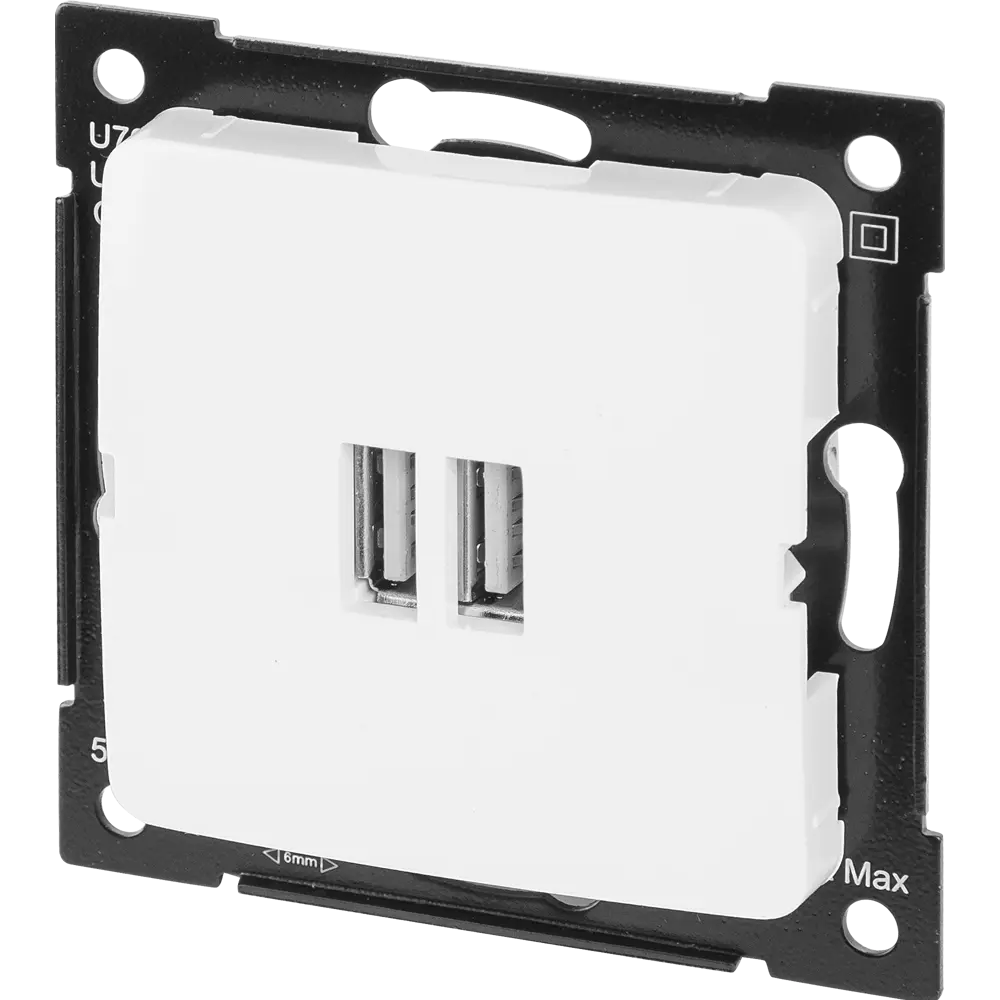 Розетка Hegel USB встраиваемая 3.4 А цвет белый 84399408 STLM-2094151  - Вид №1