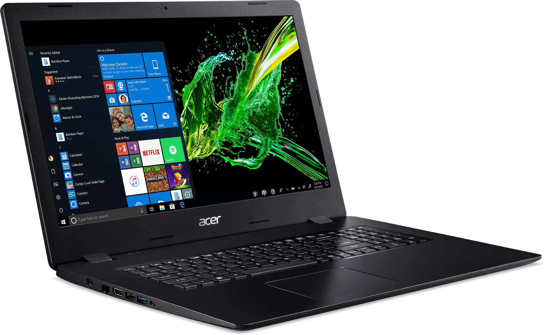 NX.HZWER.00M aspire 3 a317-52-597b 17.3"(1920x1080 (матовый) ips)/intel core i5 1035g1(1ghz)/8192mb/256ssdgb/dvdrw/int:uma/cam/bt/wifi/war 1y/1.7kg/black/w10pro Acer Santreyd  - Вид №2