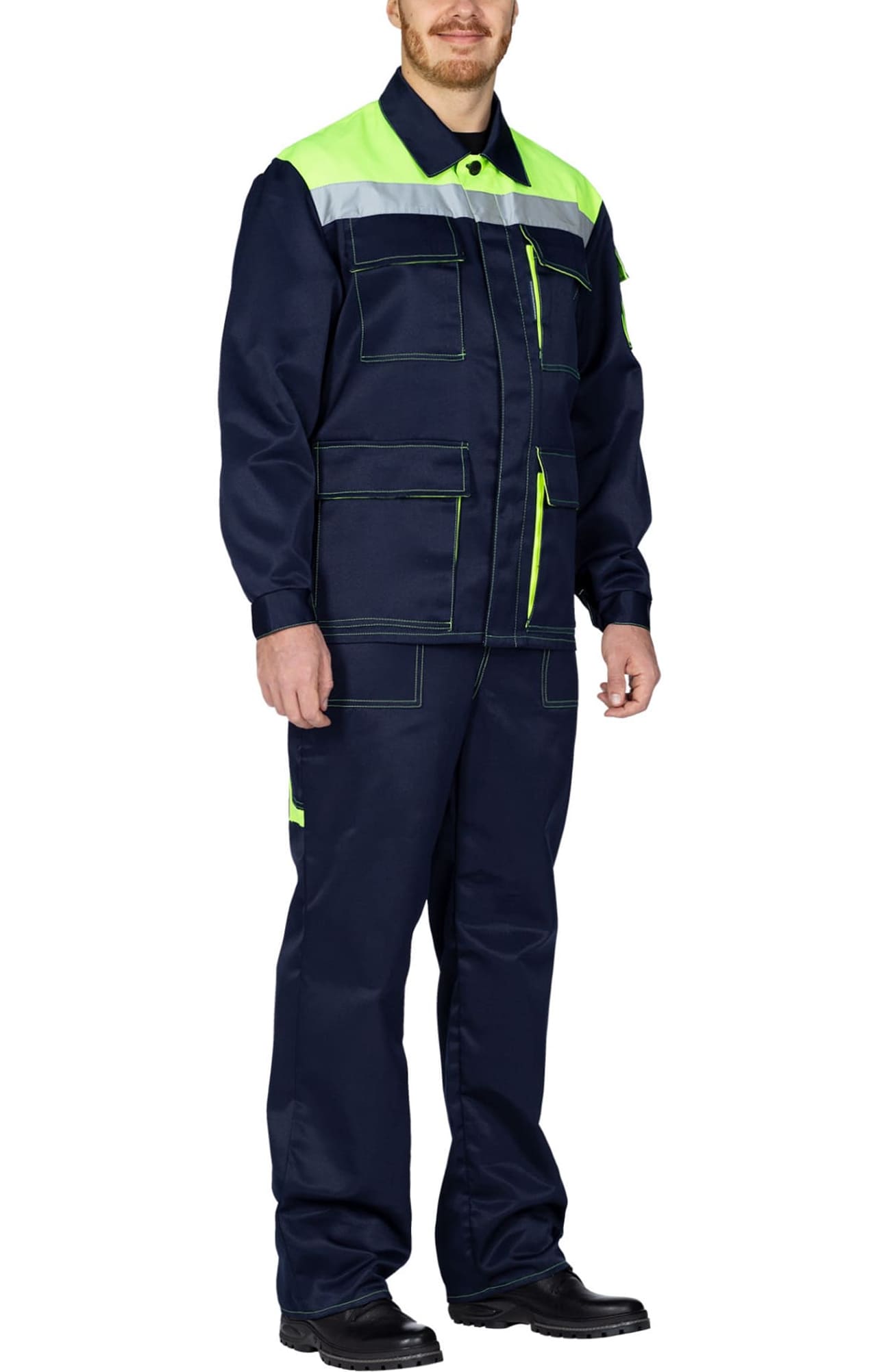 63853 Костюм "Коммунальщик" темно-синий с лимонным  Летняя спецодежда  размер 56-58/182-188  - Вид №10