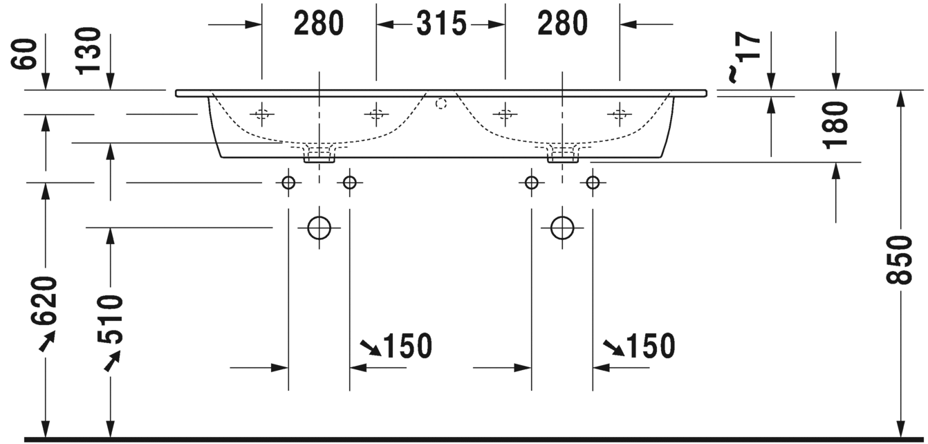 2336130000 Подвесная раковина настенная овальная Duravit ME BY STARCK - Вид №3