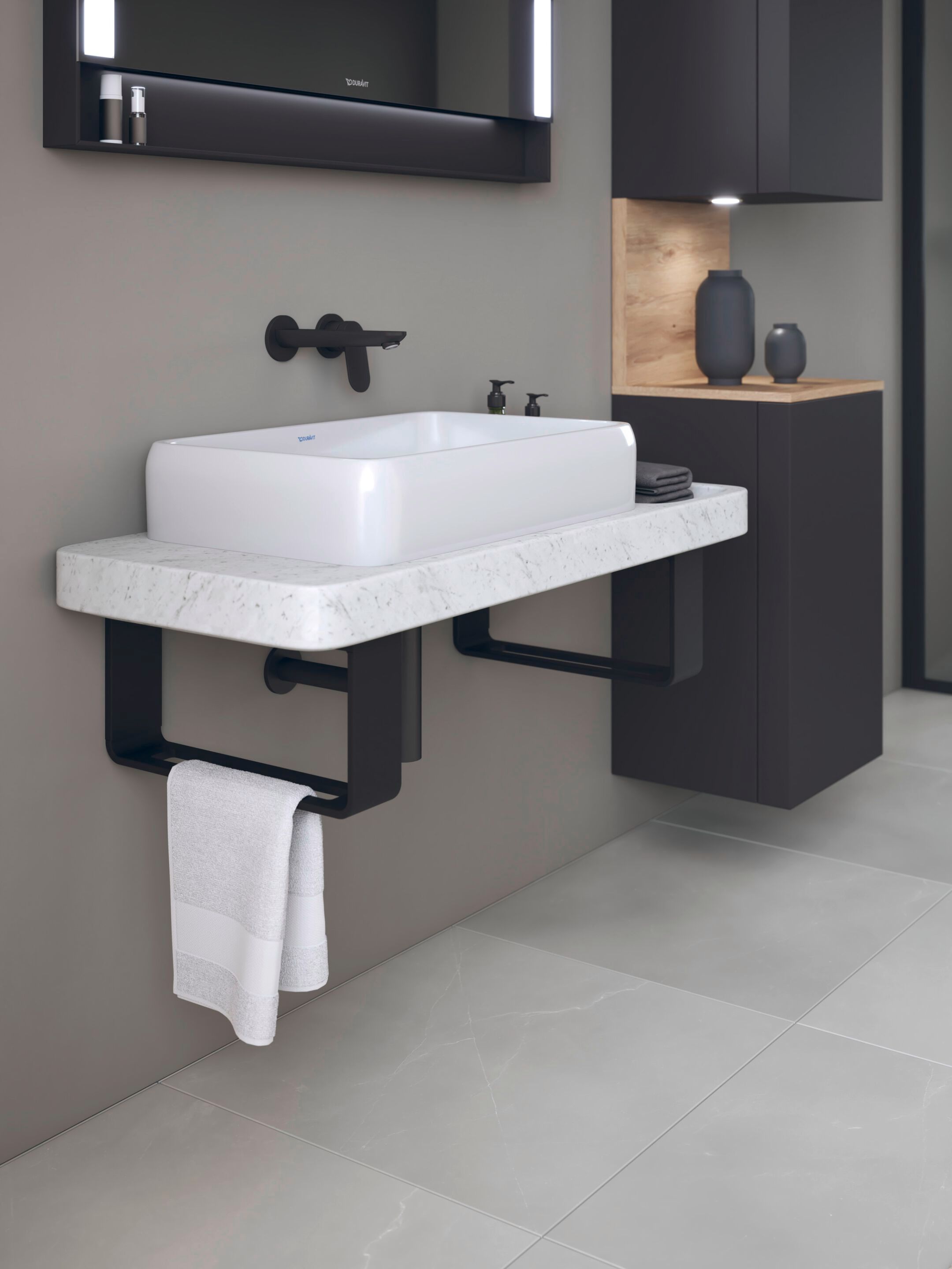 Керамическая и мраморная прямоугольная подвесная раковина с столешницей Duravit Qatego ARCH-00093679 - Вид №1
