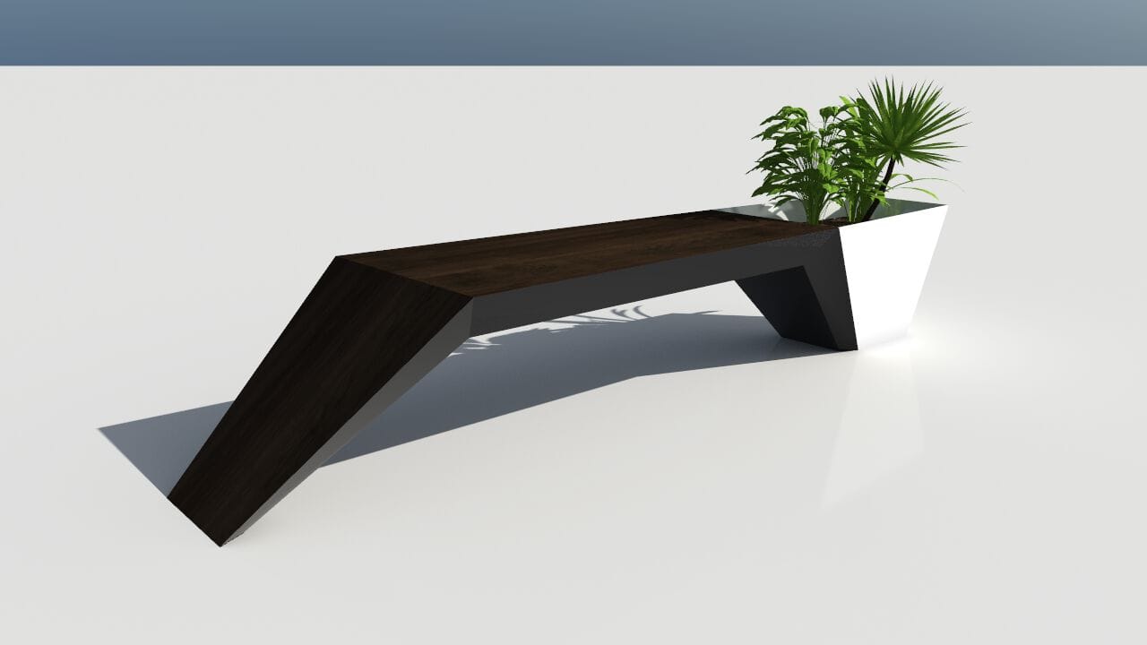 Скамейка из дерева и листового металла со встроенной плантатором без спинки CITYSì URBAN ARCH-00044158 - Вид №26