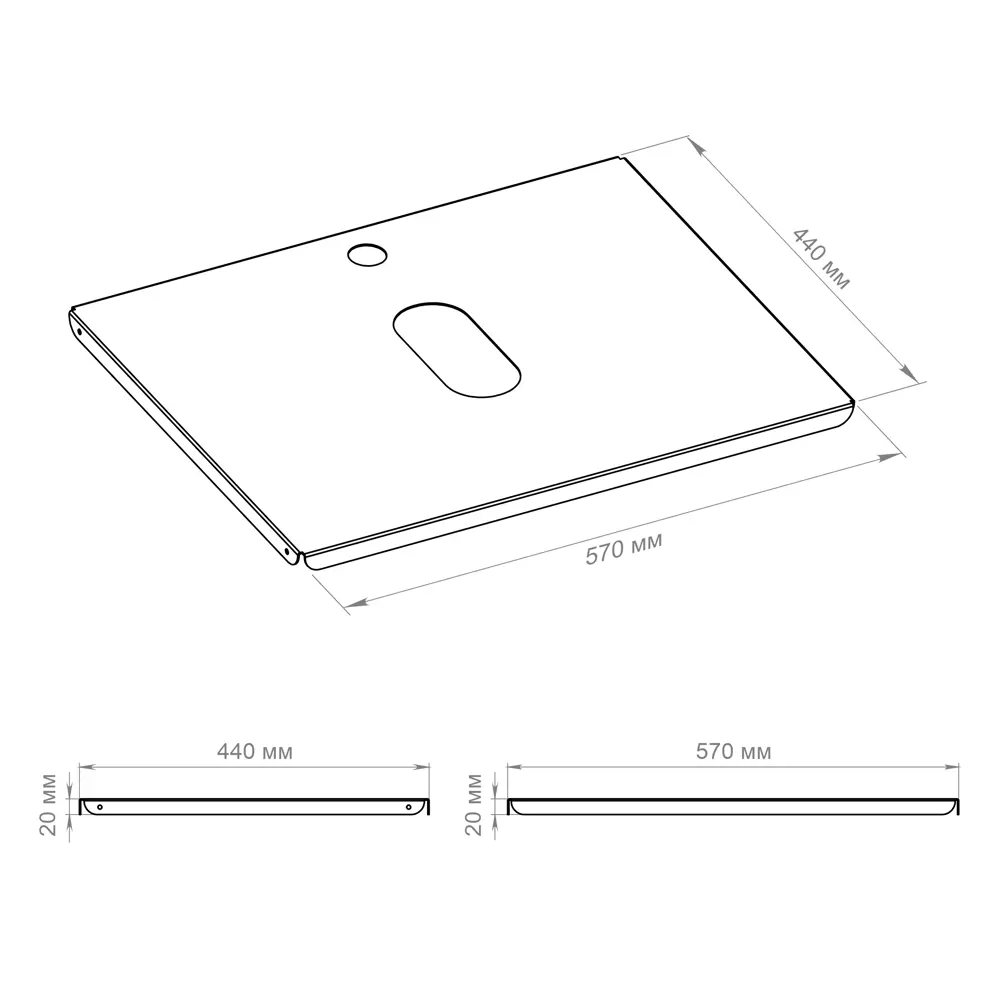 Столешница в ванную KONSENSA Бруклин 56x44 см сталь цвет белый STLM-2192719 - Вид №4