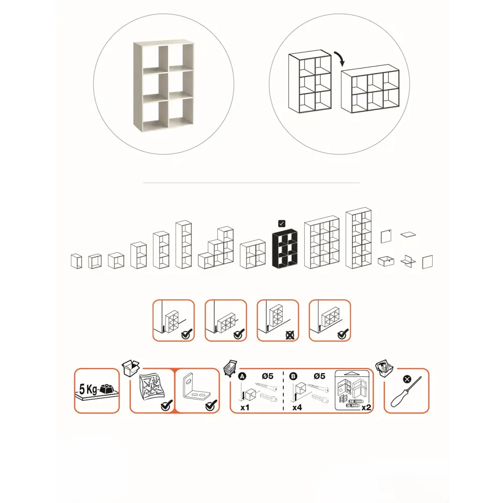 Стеллаж KONSENSA Руан 6 секций 70x104x31.7 см ЛДСП цвет белый STLM-2037237 - Вид №19