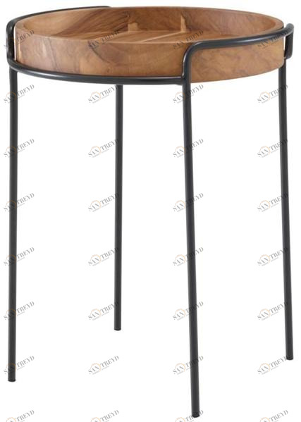 Ligne Roset Круглый журнальный столик из стали и дерева  19980345 