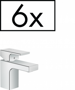 71596000 Vernis Shape Смеситель для раковины 70, однорычажный, со сливным гарнитуром, проектная упаковка (6 шт.) Hansgrohe