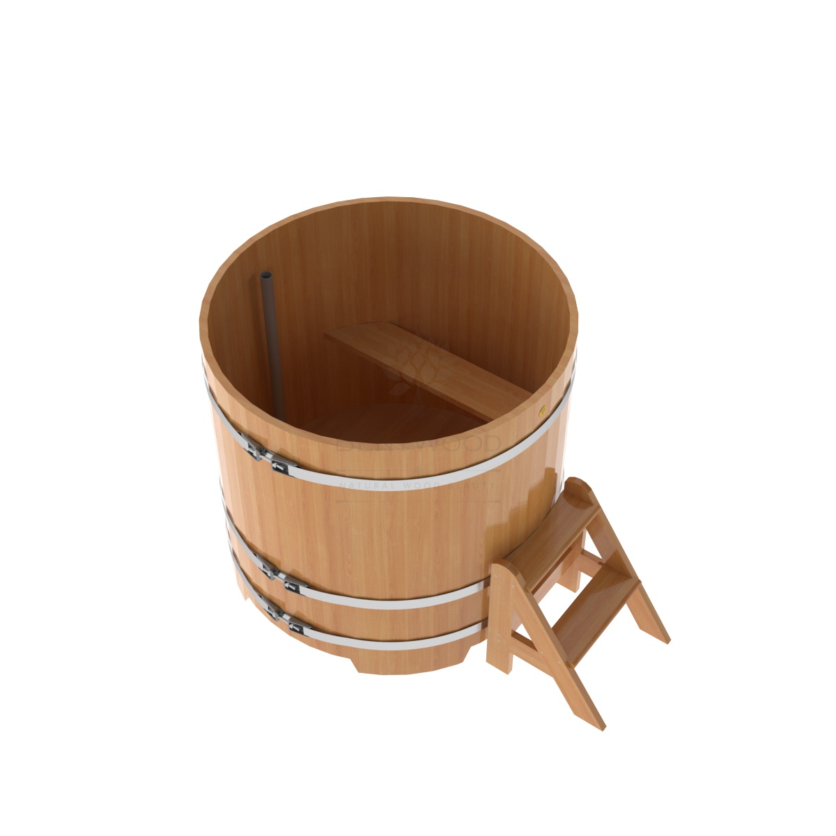 1196 Купель круглая из лиственницы d=1,17х1,1 натуральная премиум Alyarus  - Вид №1