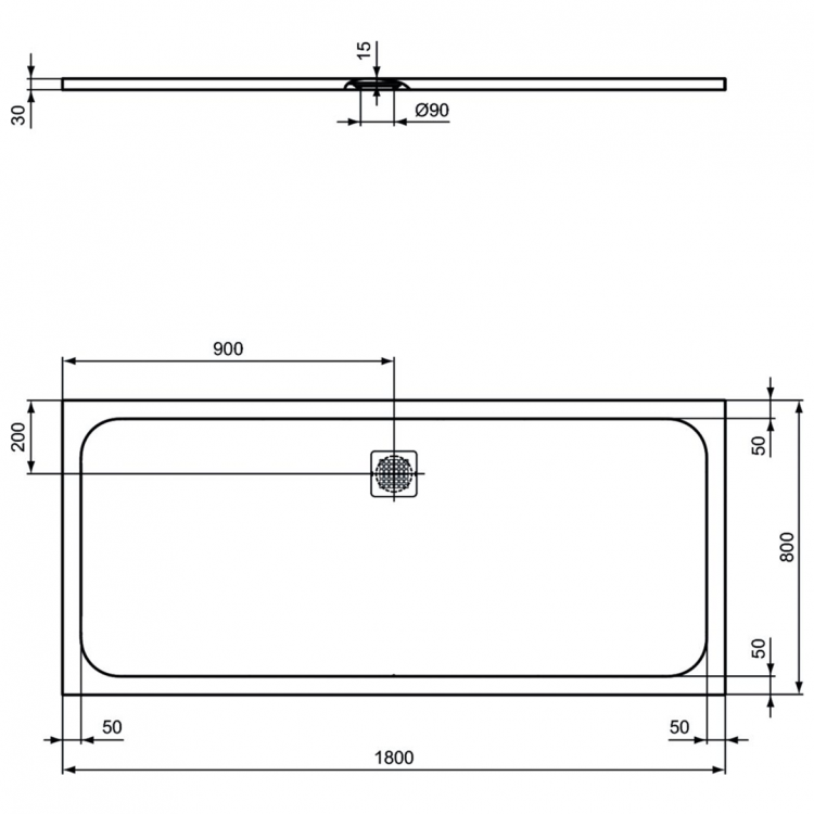 K8304FV Душевой поддон 180х80 см Ideal Standard ULTRAFLAT S  - Вид №2
