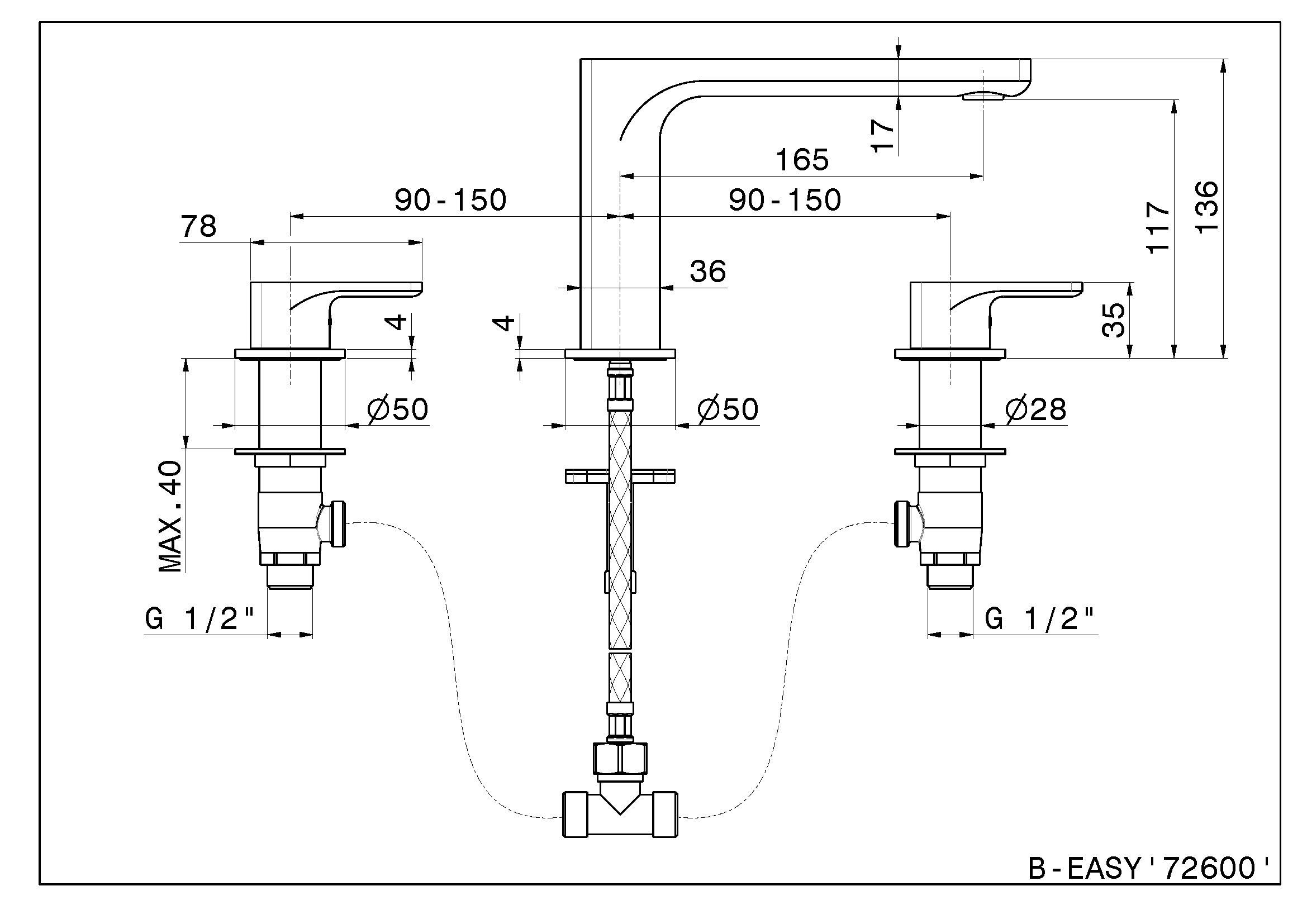 Смеситель для раковины с раздельными розетками Newform B-EASY ARCH-00127234 - Вид №2