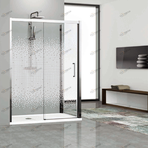 Душевой уголок 155x95 KUADRA 2P+F Novellini KUADRA с принтом Ravenna KUAD2P150S51KKUADF9351KKUAD2P150D51KKUADF9351K