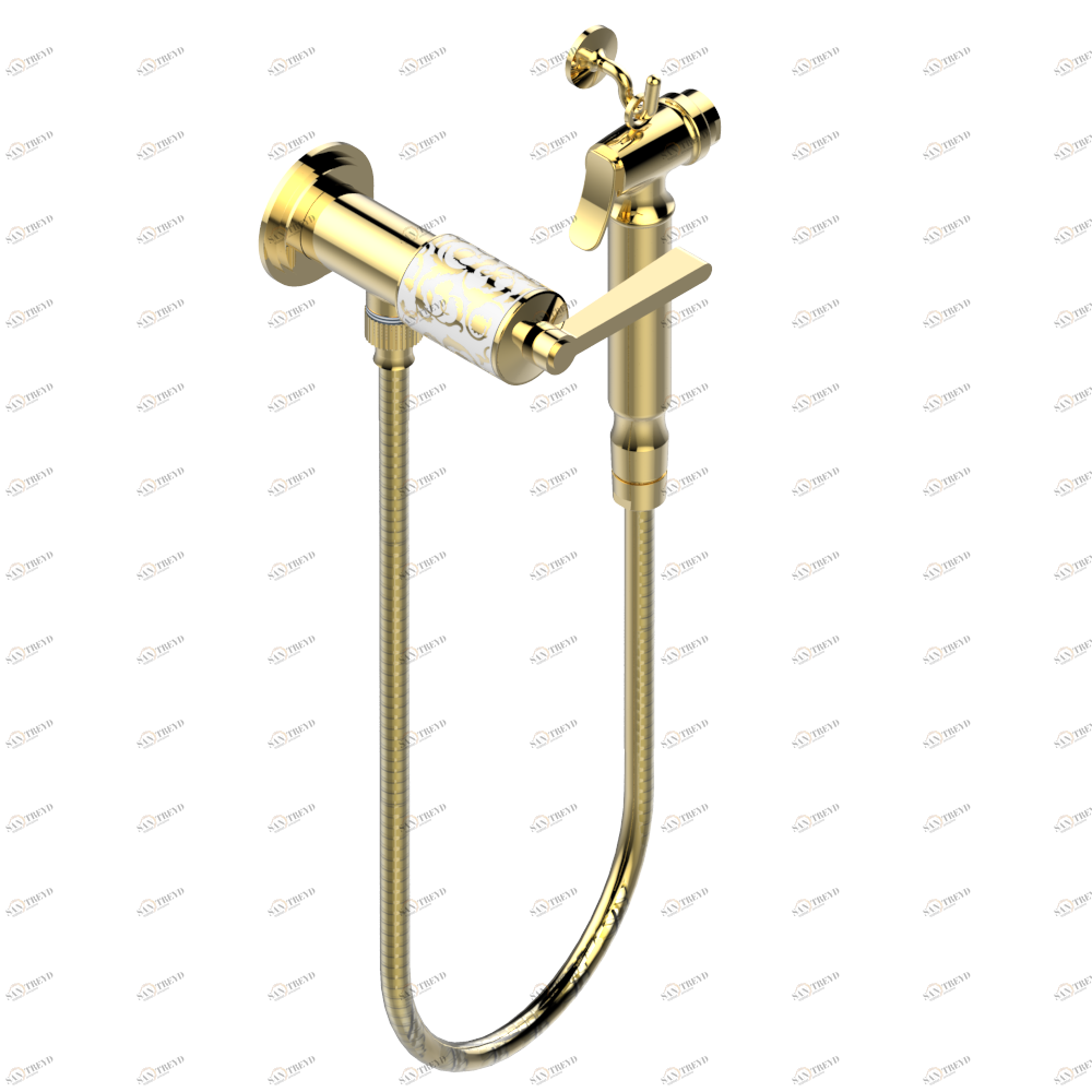 G2P-5840/8 Душ гигиенический: вентиль, 1.25 м шланг, крючок, вывод для душа и лейка с клапаном (возможны только следующие покрытия A02, B01,C01, D03, E02, F01, G01,G02) Thg-paris Froufrou с рукоятками Хром G2P 5840/8 A02 CAT.A