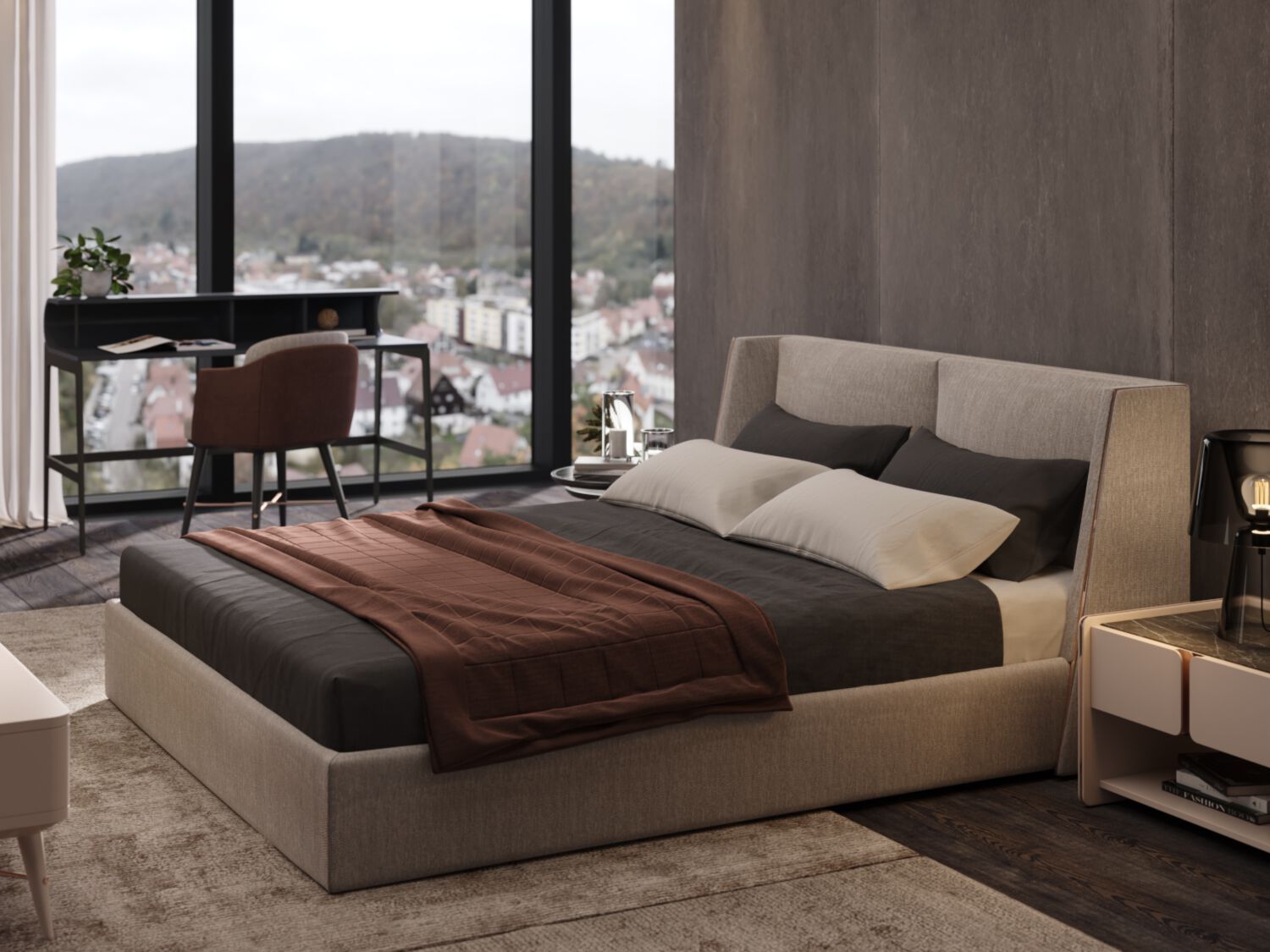 Деревянная двуспальная кровать с мягким изголовьем PRADDY Natur ARCH-00100243 - Вид №4