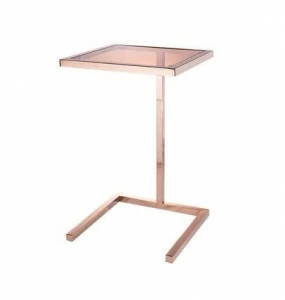 Приставной столик золотой с коричневым стеклом 40 см Simple A UNICO  248886 Золото;коричневый