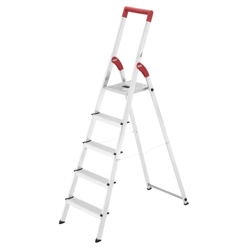 Стремянка алюминиевая с крючком Hailo 5 ступеней Santreyd STLM-2177683