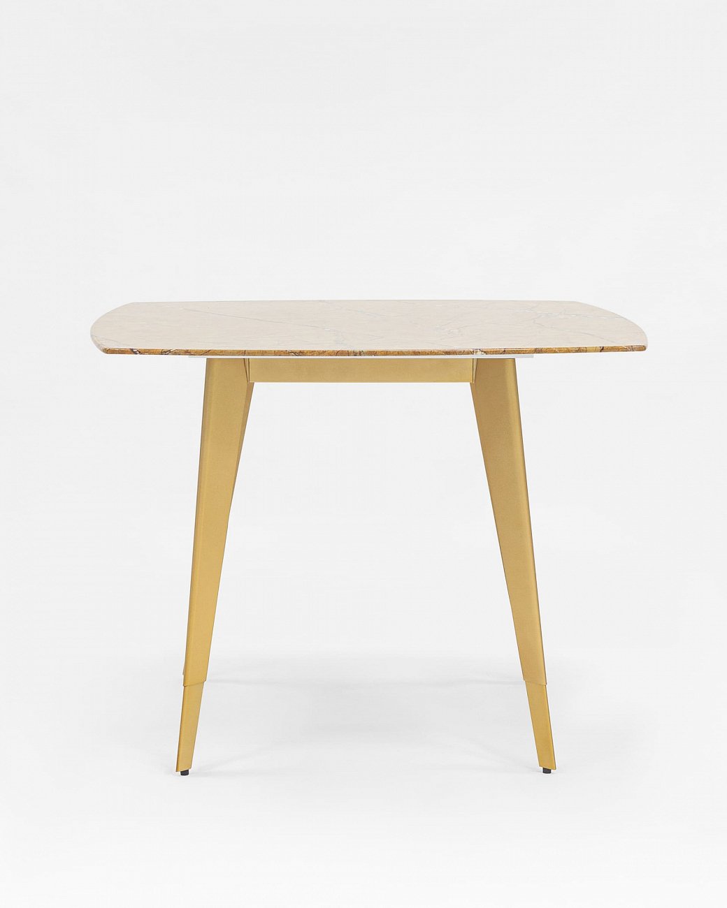 Стол обеденный квадратный со стеклянной столешницей, цвет охра с рисунком под мрамор 100х100 см "Рич STOOL GROUP  00-3958837 Желтый  - Вид №2