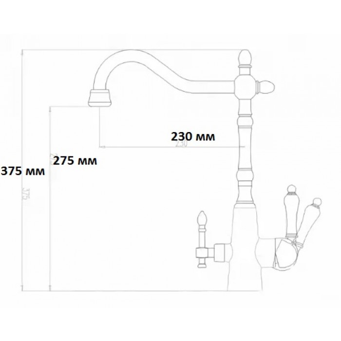 Zorg ZR 335 YF BrLight Смеситель для кухни Zorg 375х230  - Вид №2