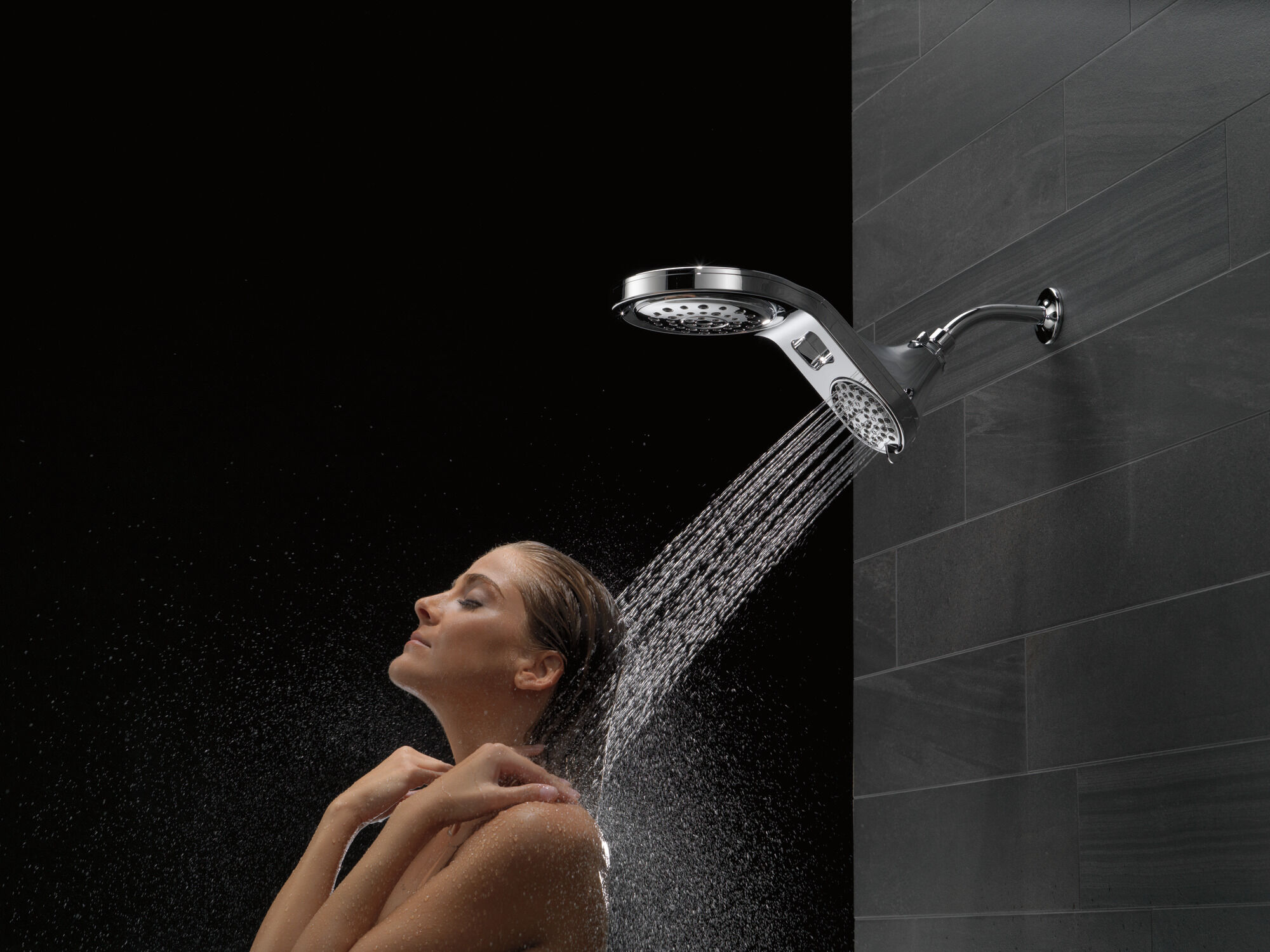 58580-25-PK HydroRain® 5-настройка душевая лейка два в одном Delta Faucet Universal Showering Хром  - Вид №12