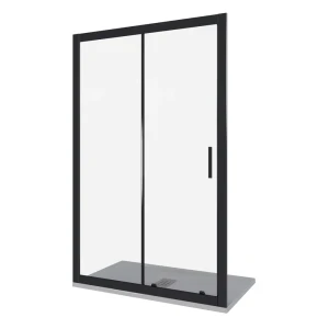Душевая дверь Makiato 120x190см раздвижная профиль черный стекло прозрачное 5мм