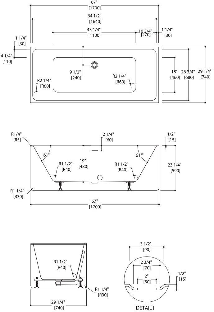 Blu Bathworks® Прямоугольная акриловая ванна Box Bt8005 - Вид №5