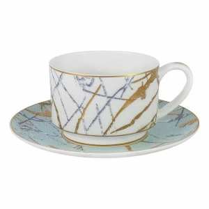 Чашка фарфоровая серебристо-золотистая с блюдцем "Марсель" ANNA LAFARG EMILY МАРСЕЛЬ 00-3946854 Золото;серебро