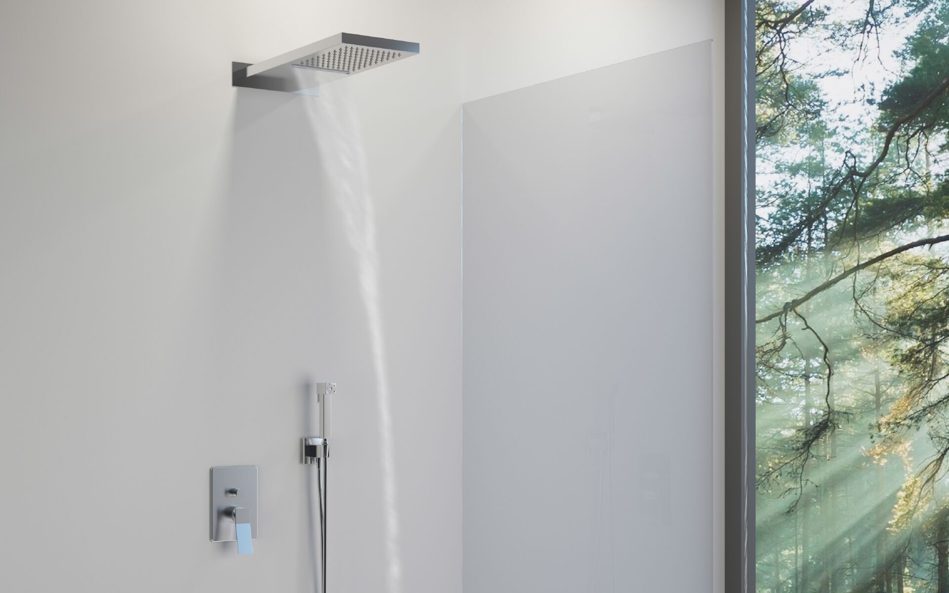 Прямоугольная душевая головка из нержавеющей стали Aquademy WALL RAIN&FALL ARCH-00025453 - Вид №1