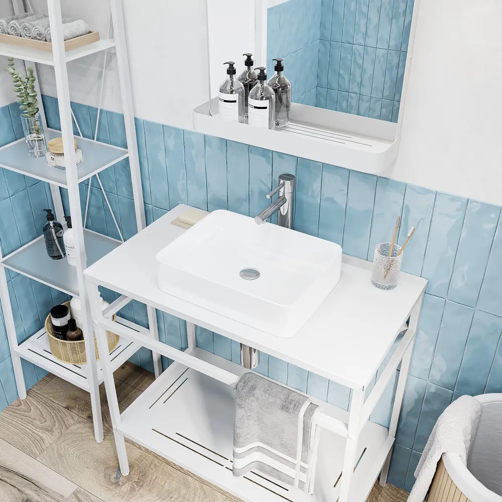 Столешница в ванную KONSENSA Бруклин 75x44 см сталь цвет белый STLM-2178027 - Вид №3