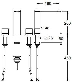 GUGLIELMI Смеситель для раковины на 3 отверстия с аэратором Gzero Fbgzg0309 - Вид №13