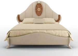 BRUNO ZAMPA Мягкая кровать с изголовьем из бархата и розового дерева Hermes 097