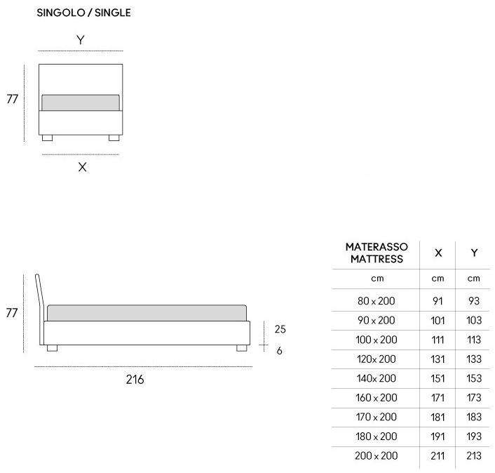 Casamania & Horm Односпальная мягкая кровать со съемным покрытием Isole figi sun-id-1463975 - Вид №2