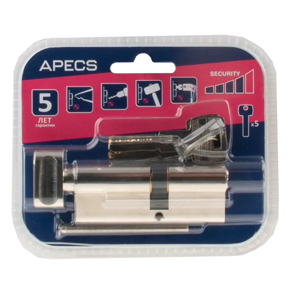 Цилиндровый механизм APECS Pro LM-80 с защитой от взлома, ключ-вертушка 84168046 SM STLM-0046661 - Вид №2