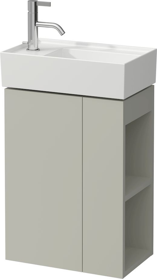 H4075170336401 Шкафчик под раковину с 1 стеклянной полочкой, дверца, крепление на петли слева, открытая полочка справа, для раковин с полочкой для смесителя слева 815335 LAUFEN PRO - Вид №1