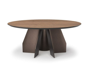 Круглый стол из стали и дерева