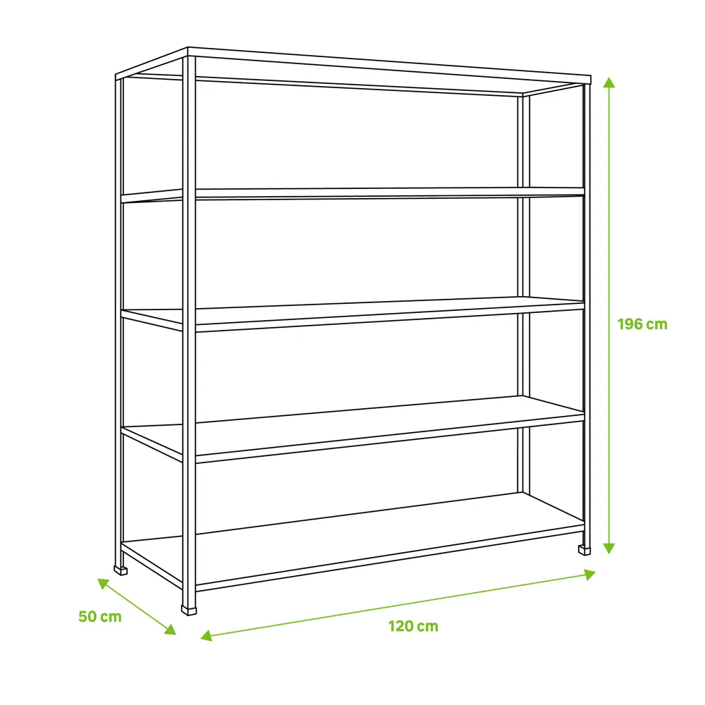 Стеллаж металлический Spaceo 120x196x50 см, 5 полок, цвет серый STLM-2148941 - Вид №7