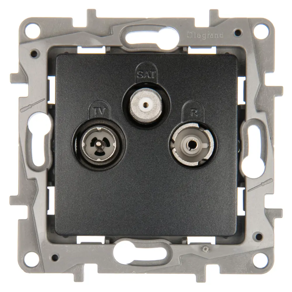 Розетка TV-SAT Legrand Etika двухкабельная цвет антрацит STLM-2177900